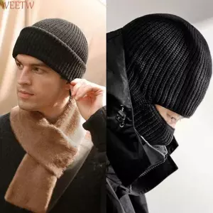 Mũ dệt kim mặt nạ WEETW 2 in1, Mũ chống gió Mũ Balaclava dệt kim ấm áp đa chức năng, Mũ có đệm lạnh Beanies Mũ Baotou Mũ Bonnet Full Face Ski 2 in1 Mặt nạ Beanies Mũ mùa đông