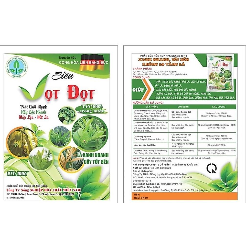 Siêu vọt đọt phát chồi mạnh nảy lộc nhanh 100gram pha 100 lít nước