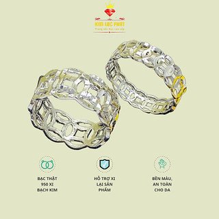 Nhẫn kim tiền, Nhẫn nữ bạc xi bạch kim, Nhẫn ngón trỏ kiểu đồng tiền bạc xi vàng trắng đẹp - KIMLOCPHAT