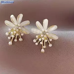 Bluelover Thời Trang Hoa Ngọc Trai sel Thả Bông Tai Cho Người Phụ Nữ Cưới Trang Sức Dự Tiệc Phụ Kiện Mới
