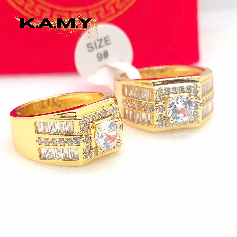 Nhẫn Nam Mạ Vàng 18K Đính Đá CZ Sang Trọng– Phong Cách Lịch Lãm, Thời Trang Nam Đẳng Cấp