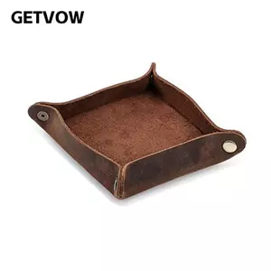 GETVOW Snap Valet Khay, Dụng cụ sắp xếp bàn bằng da thật đa năng, Đóng cửa gọn gàng có thể gập lại Khay lưu trữ máy tính để bàn Khay chìa khóa