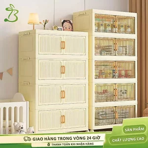 Tủ nhựa gấp không cần lắp đặt,Tủ Đựng Đồ 2 Cánh Mở FullScreen,Cánh Cửa Hút Nam Châm,chất liệu pp cao cấp