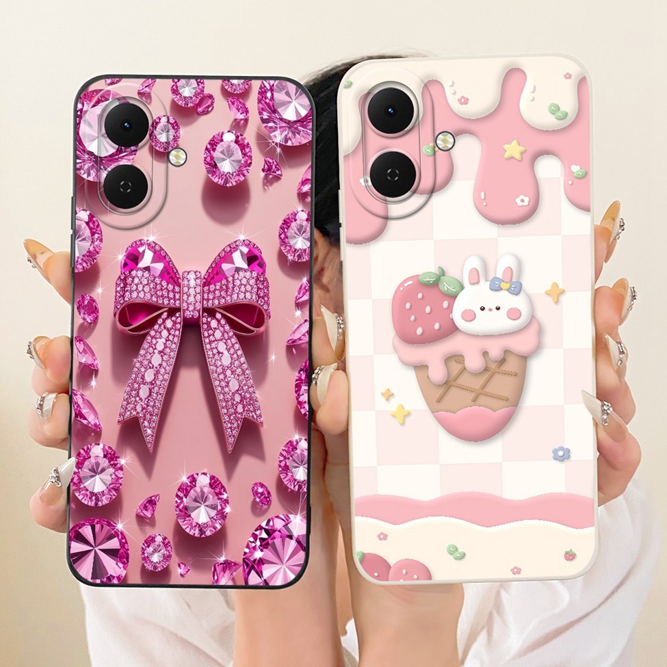 Dành Cho Tecno Spark Go2 KM4 Dành Cho Tecno Spark Go 2 Vỏ Mèo Dễ Thương Sang Trọng Thời Trang Tình Yêu Ngộ nghĩnh Sơn Vỏ Silicon Chống Sốc