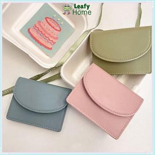 Ví nữ LEAFYHOME, Ví đựng tiền xu dung tích lớn di động, Hộp đựng thẻ da PU nhỏ màu Dopamine Nữ