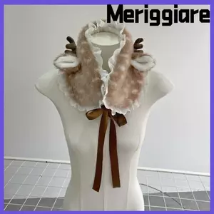 Khăn quàng cổ ấm áp sang trọng MERIGGIARE, Phụ kiện trang trí Cosplay chống lạnh, Bịt tai dày hình nai sừng tấm dễ thương sáng tạo Thu đông