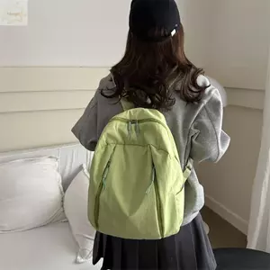 Túi đeo vai AWNGD, Ba lô Nylon màu trơn có dây kéo đôi, Ba lô du lịch sức chứa lớn nhẹ