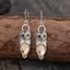 AqToCna Retro Bạc Barn Cú Tòn Ten Bông Tai Màu Vàng Tự Nhiên Citrine Inlay Mặc Hàng Ngày Dự Tiệc Quà Tặng Cho Womenn AqToCna