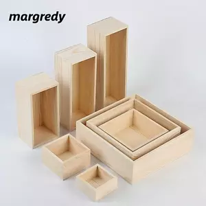 Hộp sắp xếp lưu trữ MARGREDY, Hộp gỗ trang trí nhỏ, Vuông di động DIY Hộp đựng đồ bằng gỗ có thể sơn Quà tặng