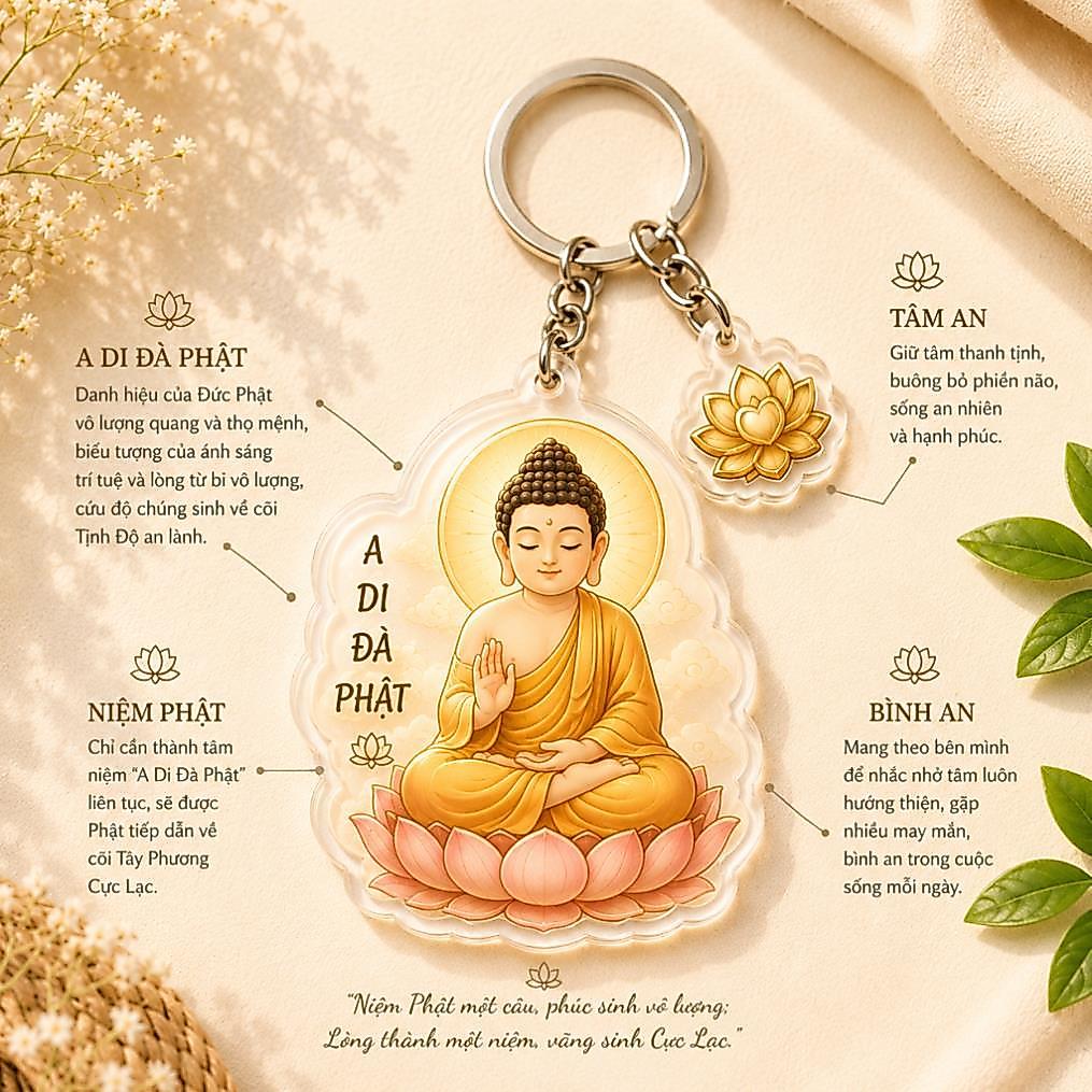 Combo 20 Móc khoá 2 Charm MICA in Hình Phật; Quan Âm quà ý nghĩa tặng bạn bè; phụ kiện treo xe ô tô; vòng tay