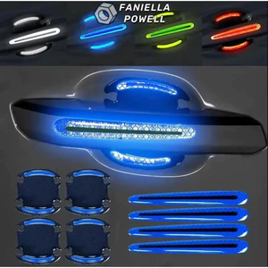 FANIELLAPOWELL Bảo vệ tay nắm cửa ô tô, Nhãn dán tay nắm cửa ô tô bằng sợi Carbon tự dính, Tay nắm cửa phản quang chống trầy xước Vỏ cửa ô tô