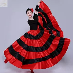 Trang phục khiêu vũ bụng AWNGD, Váy Flamenco Tây Ban Nha mượt mà, Phòng khiêu vũ Satin thời trang Big Swing Paso Doble Đầm khiêu vũ dành cho nữ