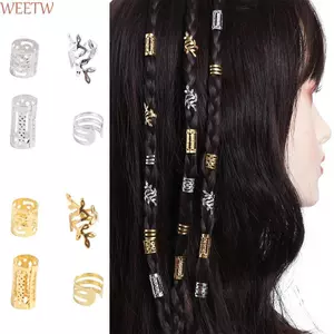 WEETW 40 Chiếc Dreadlocks Hạt, Mũ Tóc Bện Hỗn Hợp Bộ Nhẫn Tóc, Phụ Kiện Tóc Bím Bẩn Kim Loại Kẹp Tóc DIY Tóc Bện Ống Nam