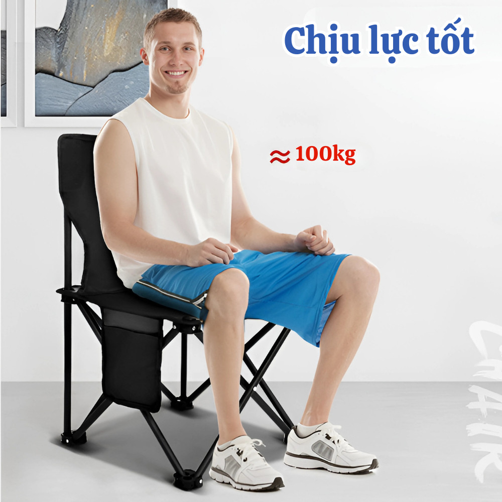 Ghế Gấp Gọn Du Lịch 2 Lớp Dày Dặn, Ghế Câu Cá, Ghế Camping Gấp Gọn Kèm Túi