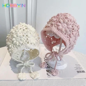 Mũ dệt kim trẻ em HOBBYIN, Mũ nồi thủ công móc, Mũ Skullies mỏng đa năng thoáng khí cho bé gái