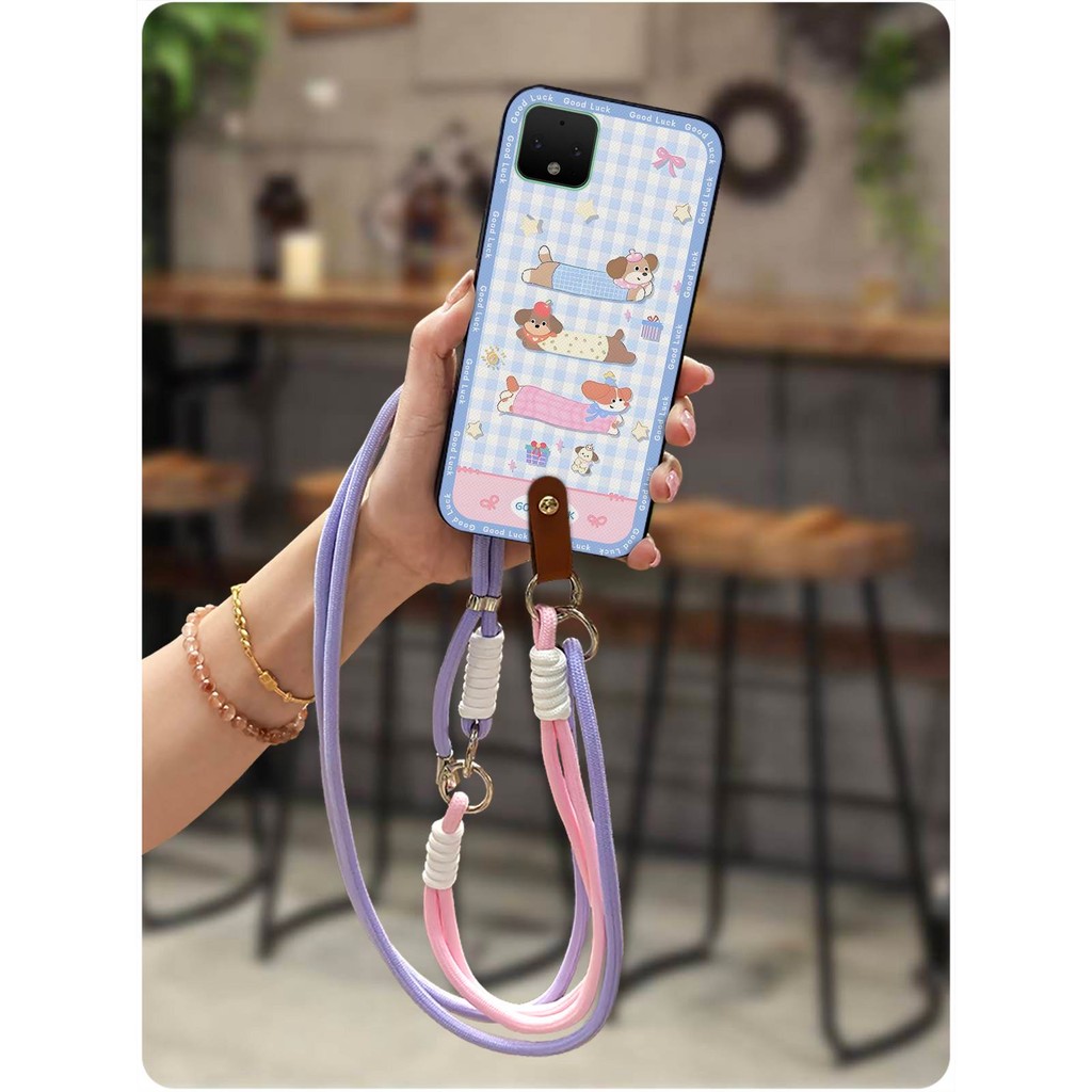 Ốp Lưng Mềm Đeo Ngang Ốp lưng Google Pixel 4XL Thiết Kế Thời Trang Dây Chống Bụi Bẩn Vòng Cổ Dễ Thương TPU Chống Va Đập Ốp Lưng Silicon Chống Sốc Chống Bụi Bảo Vệ