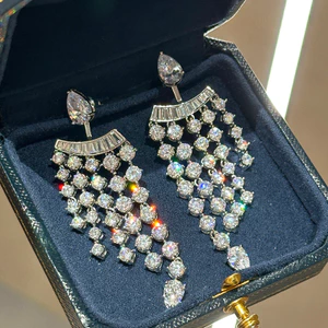 Thời Trang Hàn Quốc Ánh Sáng Độc Đáo Sang Trọng Tua Rua Zircon Thanh Lịch Phong Cách Dài Tính Khí Bông Tai Bán Buôn