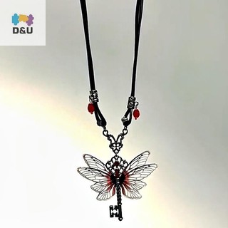 Pufangstar Y2K Chuồn Chuồn Chìa Khóa Đỏ Zircon, Mặt Dây Chuyền Phong Cách Retro Punk, Thời Trang Nữ