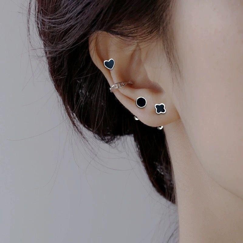 Bông tai S925 tình yêu ren dành cho học sinh nam nữ, dễ dàng sử dụng khi ngủ