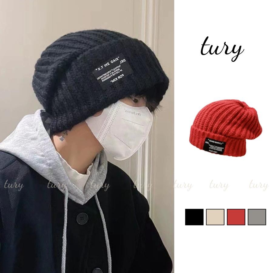 Nón Len Unisex Nam Nữ - Tury Mũ Len Trơn Dệt Kim Đính Tag - NL021