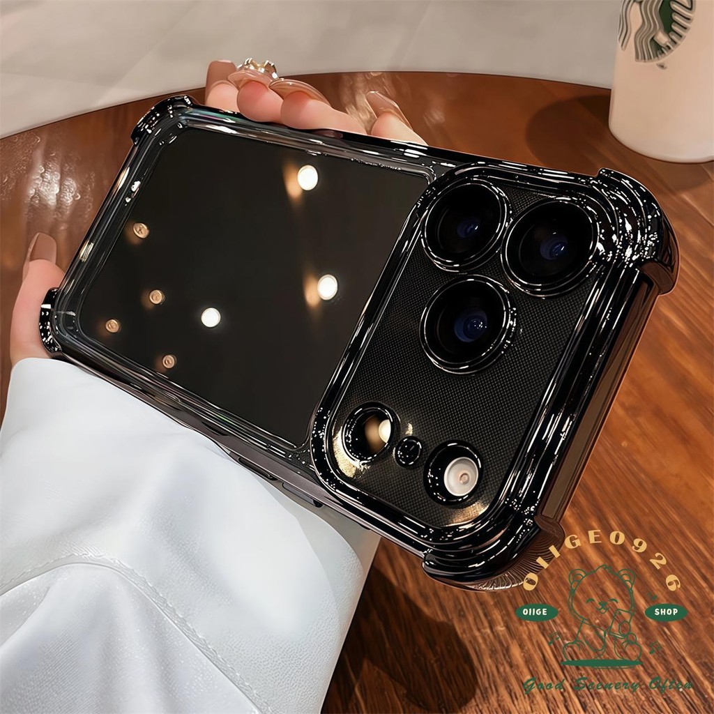 【 Ốp lưng iPhone17 】 Túi khí màu cam mạ chống rơi Vỏ điện thoại iphone17 Pro Max 16 15 14 13 12 11 cho vỏ iPhone Vỏ mềm silicon TPU chống sốc