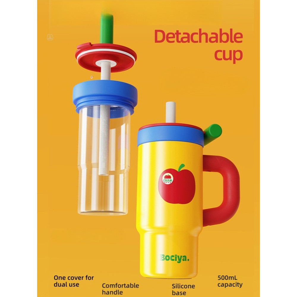 [bociya Icemaster Cup] Cốc giữ nhiệt lót thủy tinh có giá trị cao 500ML Cốc giữ nhiệt lạnh + Tay cầm di động cho bé gái Mùa hè | BigBuy360 - bigbuy360.vn
