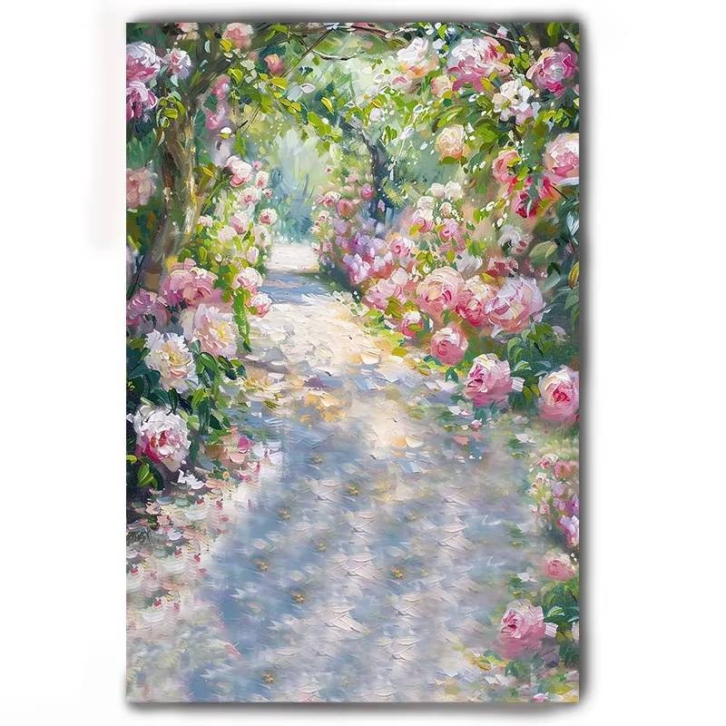 Monet sống động thiên nhiên phong cảnh màu sắc tươi sáng mùa xuân đài phun nước hoa hồng vườn áp phích nhà hiện đại tường nghệ thuật tranh canvas