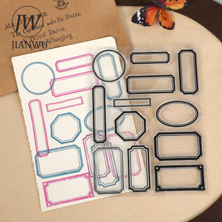 JIANWU Vintage Rỗng Biên Giới Nhãn Vật Liệu Phong Cảnh Cắt Dán Trong Suốt Silicon Tem Sáng Tạo DIY Tạp Chí Văn Phòng Phẩm