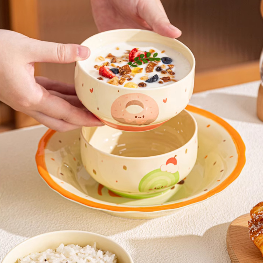 Bát Sứ In Hình Đáng Yêu, Bát Sứ Ăn Cơm, Bát Ăn Dặm Cho Bé SET020