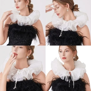 Treeling Lưới Có Thể Tái Sử Dụng Cổ Elizabethan Trang Trí Tiệc Halloween Chú Hề Nhẹ Attires