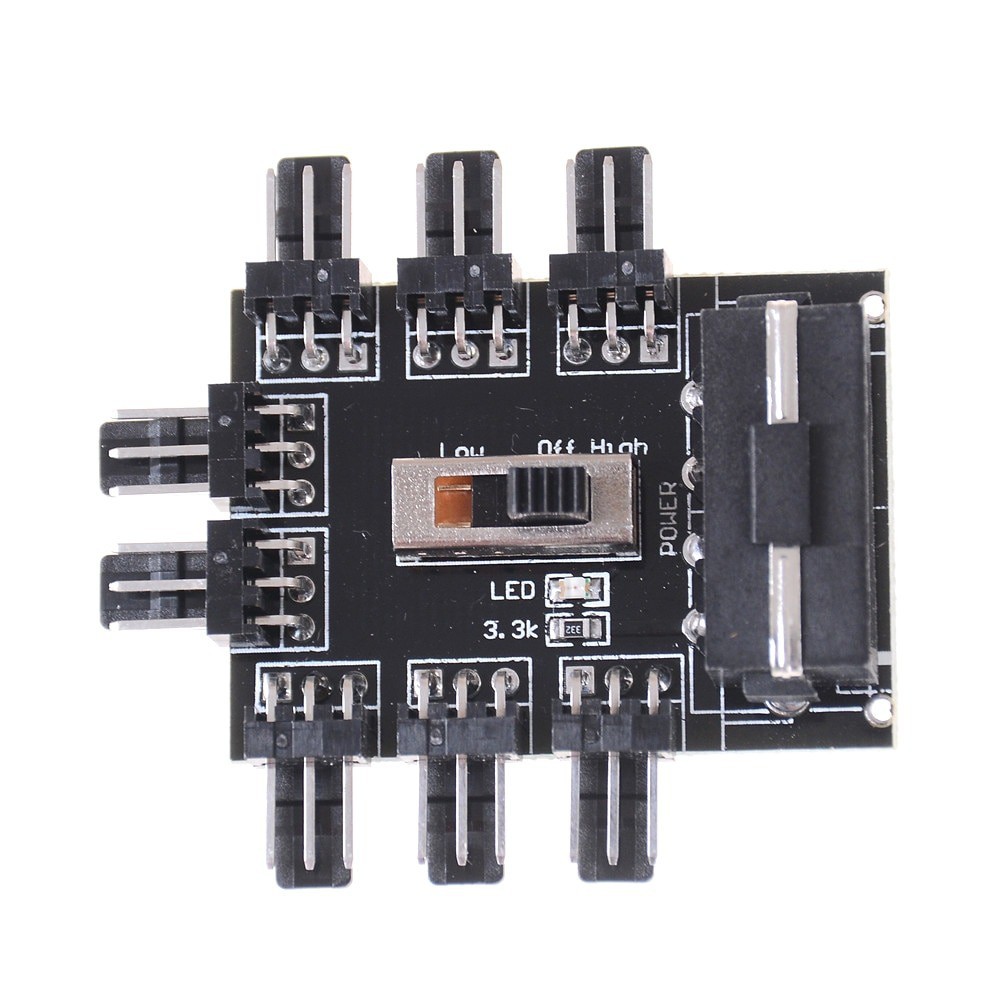 Hub Quạt Tản Nhiệt 8 Cổng 3 Pin, Cấp Nguồn Qua SATA, Có Công Tắc Điều Khiển Tốc Độ, Thiết Kế Đa Chiều