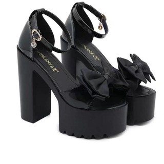 GIÀY SADANL CAO GÓT PHỐI NƠ 14p DéP Nữ Shoes Sandal phối nơ Nhung nu PP JJ 00