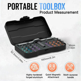 24-in-1 Magnetic Screwdriver Set with Detachable T-Ratchet Handle, Multi-Function Iron Hand Tool