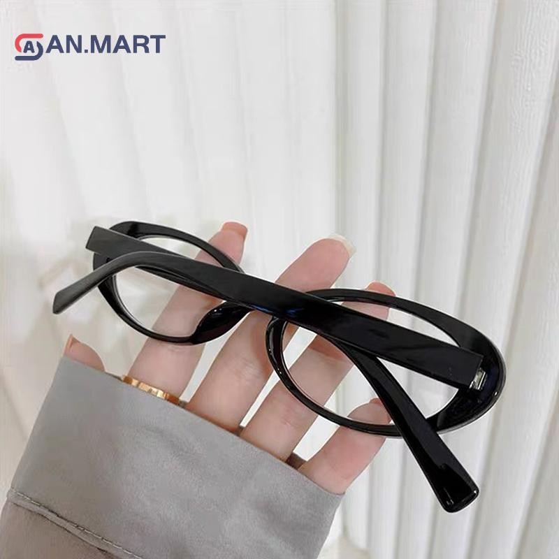 Bigdealssuper Y2K Retro Khung Hình Bầu Dục Chống Ánh Sáng Xanh Kính Ngọt Ngào Mát Bé Gái Kính Đen Vintage Đơn Giản Nữ Bảo Vệ Mắt Kính Siêu