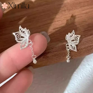 Hoa Nguyên Bản Lụa Bướm Tua Rua - Bông tai thiết kế mới, sang trọng và nhẹ nhàng, phù hợp với trang sức thời trang