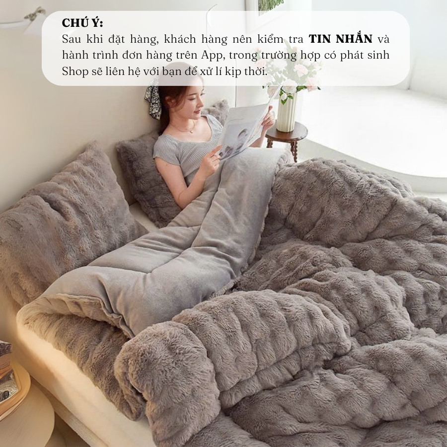 Chăn lông chồn siêu nặng 4kg Memminbedding không rụng lông, bết dít hay bay màu, làm ấm nhanh - CH658
