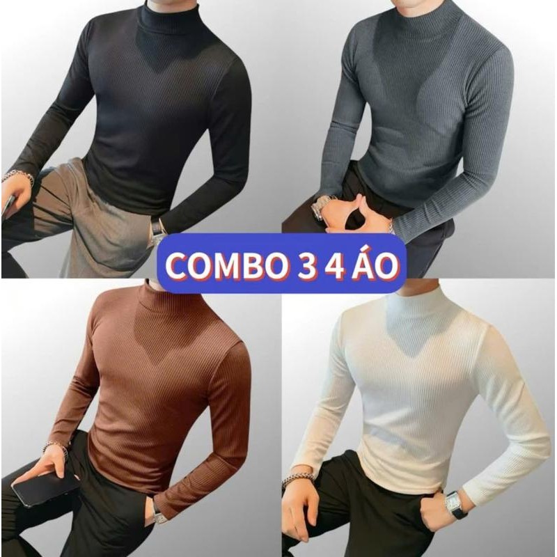 Áo Giữ Nhiệt Gân Tăm Nam Nữ Unisex Cổ 3cm Mặc Thoải Mãi 4 Mùa, Đường May Tỉ Mỉ - Hàng Cao Cấp Mã