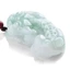 Vòng cổ mặt dây chuyền Unisex Jade Pixiu - Jadeite tự nhiên màu xanh nhạt (BeanSeed) - Dây bện đen có hạt đỏ - Dây chuyền áo len có thể điều chỉnh (21-50cm)