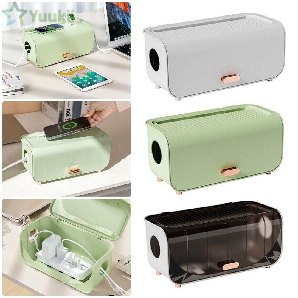 YUUKII 1 Cái Lưu Trữ Đường Dây Điện, Có Nắp Dây Cáp Cuộn Dây Hộp Bảo Quản Cáp, Máy Tính Để Bàn Gia Đình Bền Đẹp Chống Thấm Nước Sạc Ổ Cắm Sắp Xếp