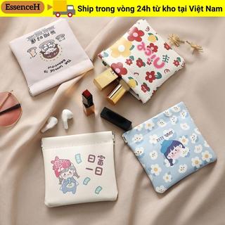 Túi son môi ESSENCEH, Túi đựng mỹ phẩm Mini bằng da Pu mềm di động, Túi đựng đồ du lịch đóng tự động họa tiết hoạt hình
