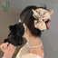 Vuốt Tóc Nơ Thời Trang Pháp Kẹp Cá Mập Lớn Vải Nghệ Thuật Nơ Kẹp Tóc Cho Nữ Mũ Ngọt Ngào Phụ Kiện Tóc