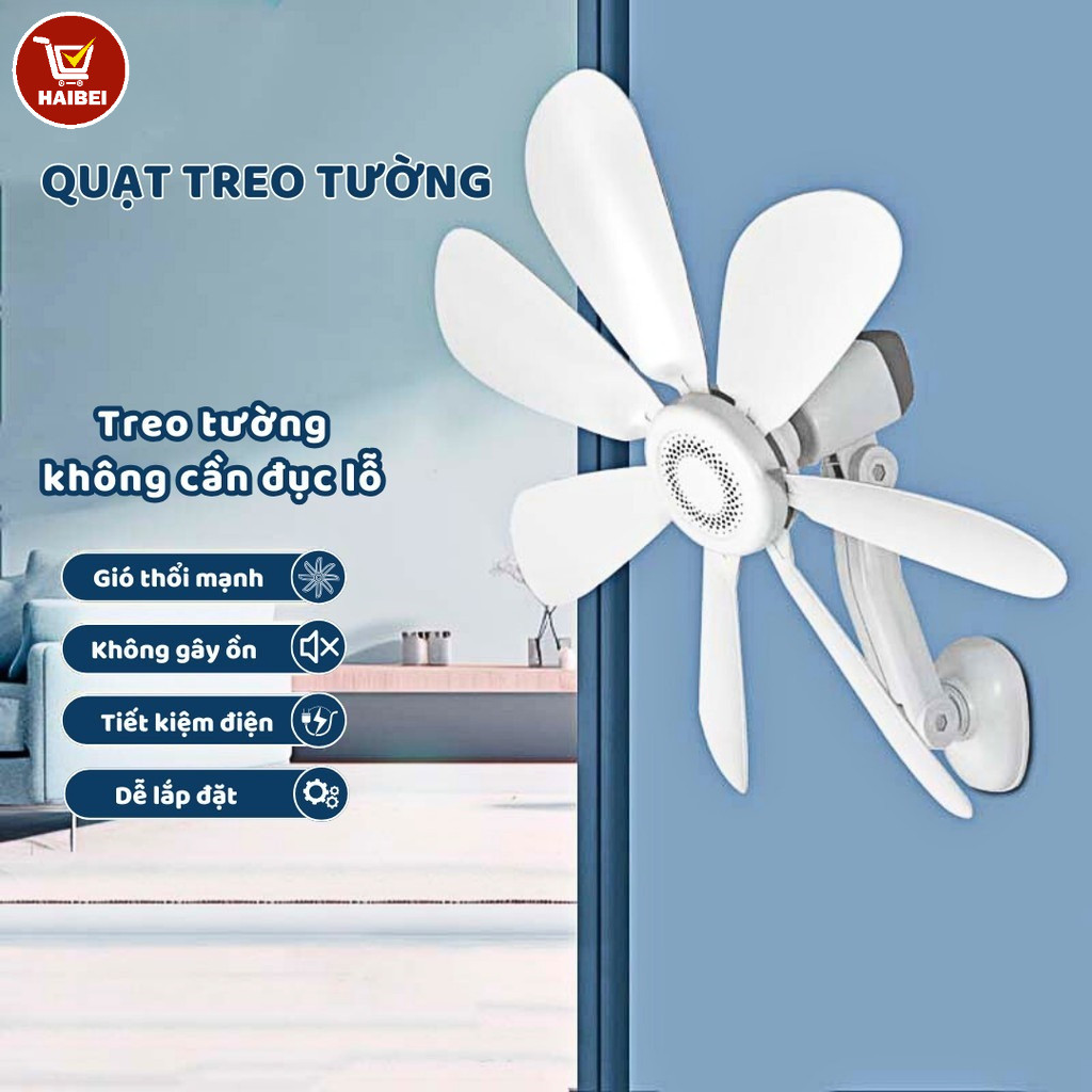 Quạt trần mini, quạt treo tường nhà bếp, không cần khoan, thích hợp sử dụng trong nhà, văn phòng và phòng tắm.