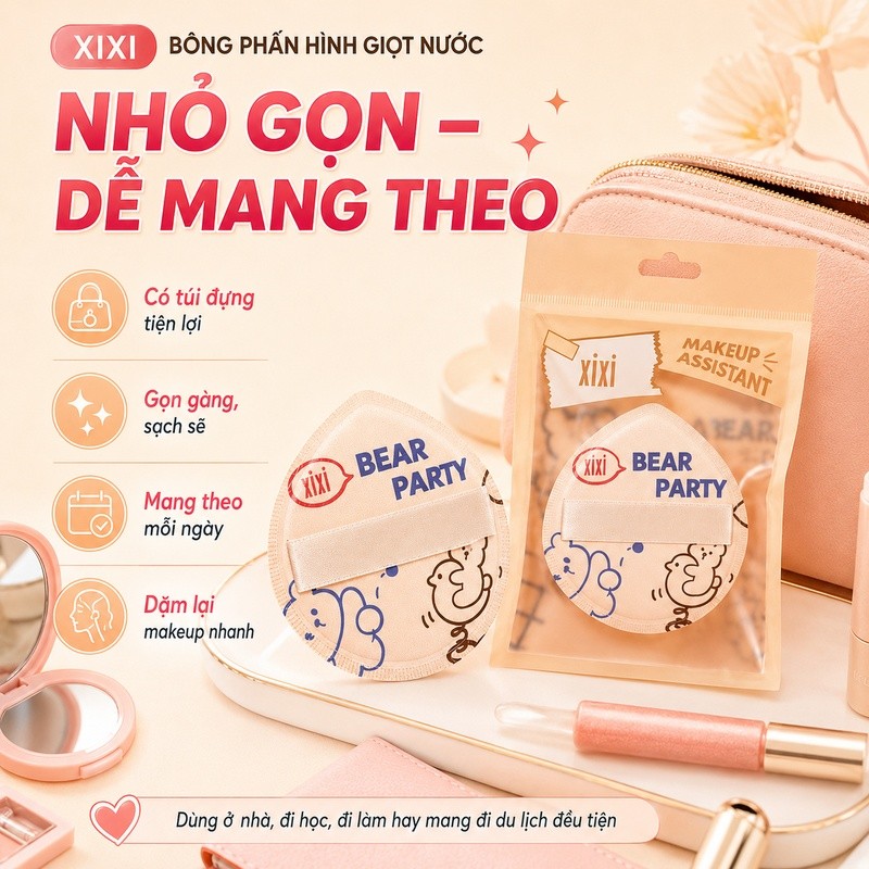 XIXI GJ69 Bông Phấn Macaron, Mút Trang Điểm Mềm Mịn, Tán Kem Nền Dùng Khô & Ướt, Lớp Nền Tự Nhiên