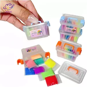 HFTOY 1 Bộ Nhà búp bê Mini di động Hộp đất sét siêu nhẹ 8 màu Mô hình Nhà búp bê Hộp cầm tay Đạo cụ trang trí Phụ kiện cảnh thu nhỏ ~