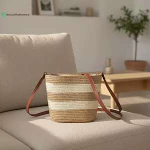 Túi cói ống hút sọc BeautifulHomeA dành cho nữ Túi đeo vai nhẹ cho bãi biển mùa hè và du lịch VN