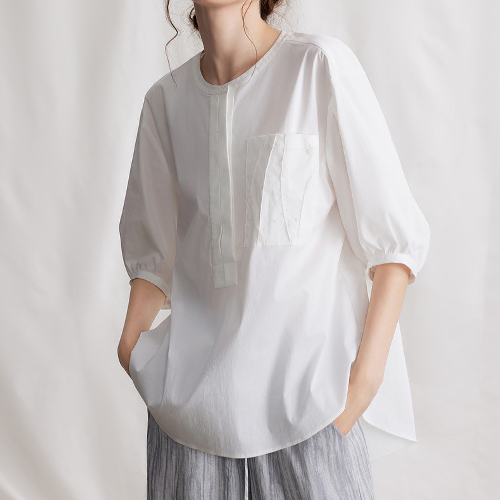 Áo Sơ Mi Nữ Cotton Cao Cấp Mùa Hè Mới Đơn Giản Niche Commuter Sang Trọng