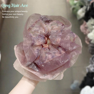 Ngọt Ngào Tinh Tế Lưới Vỡ Kim Cương Scrunchy Tóc Dây Organza Hoa Tóc Thời Trang Cao Cấp Đầu Hoa Dây Phụ Kiện Tóc