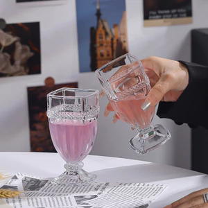 Ánh Sáng Pháp Phong Cách Sang Trọng Retro Kính Nổi Champagne Thủy Tinh Rượu Vang Đỏ Ly La Mã Thanh Cốc Cao Giá Trị Phương Tây Ly Rượu E1SW