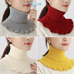 E-WOITD Ấm Dệt Kim Cổ Giả Len Nữ Turtlene Dệt Kim Giả Cổ Áo Có Thể Tháo Rời Ne Khăn quàng Cổ Thiên Chống Gió Giả E-WOITD