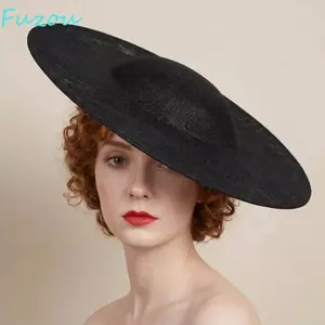 Mũ lưới FUJIOU, Mũ Fascinator cổ điển lớn màu trơn, Mũ lưỡi trai rộng tinh tế Mũ trang trọng hóa trang Mũ chụp ảnh